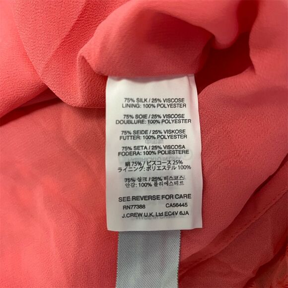 J. Crew Women's Pink Silk Dot V-Neck Blouse Size 0 3/4 Sleeve - Picture 5 of 7